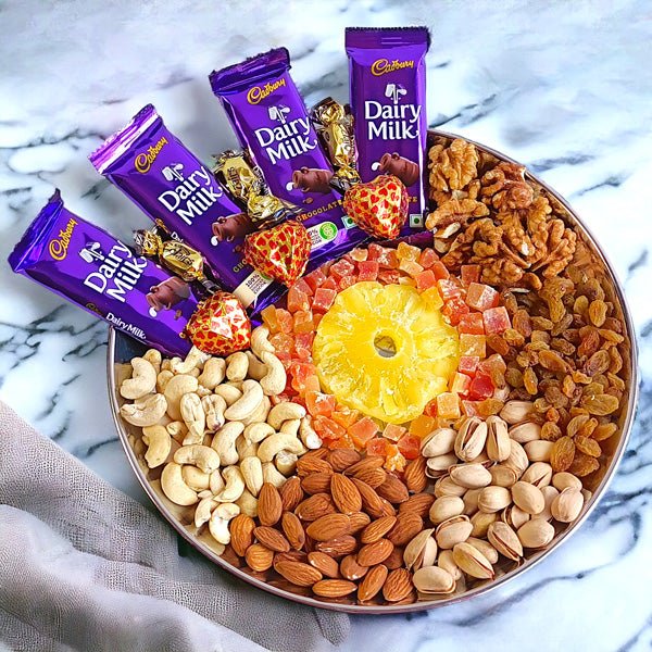 Dairy Milk Chocolates and Assorted Nuts Tray - Flowers to Nepal - FTN