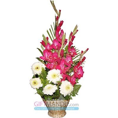 Daisy Flowers Gladiolus Charming Flower Basket - Flowers to Nepal - FTN