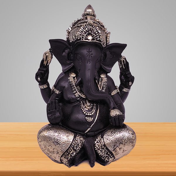 Elegant Black Ganesha Statue 5.5" - Flowers to Nepal - FTN