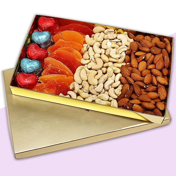 Elegant Box Filled With Dry Fruits, Nuts & Chocolates - Flowers to Nepal - FTN