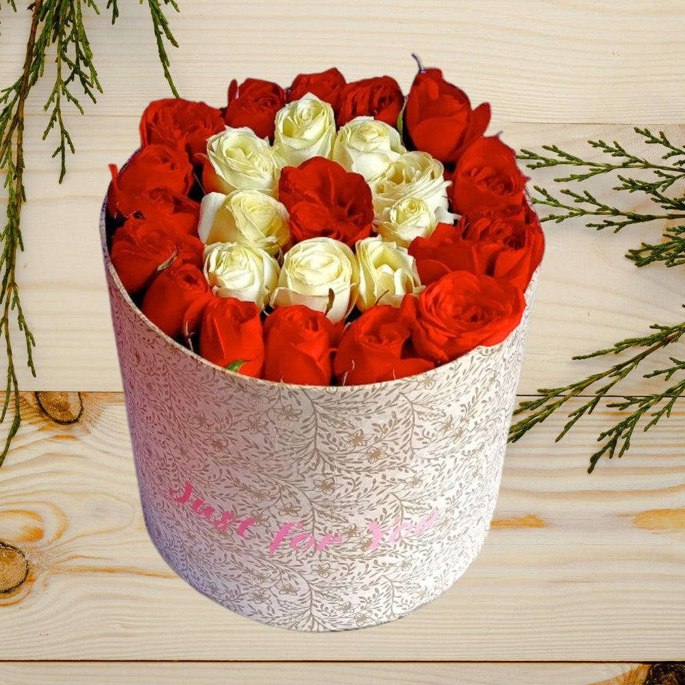 Elegant Crimson Roses Gift Box - Flowers to Nepal - FTN