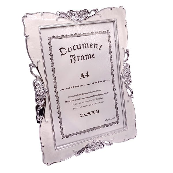 Elegantly Crafted White & Silver Photo Frame - Flowers to Nepal - FTN