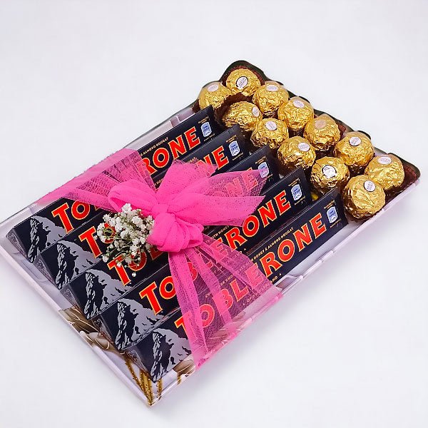 Ferrero Rocher & Toblerone Chocolates On Tray Gift - Flowers to Nepal - FTN