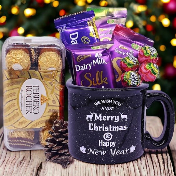 Ferrero Rocher Treats With Lovely Xmas Ceramic Mug - Flowers to Nepal - FTN