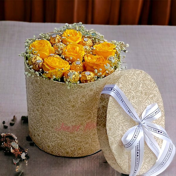 Ferrero Rocher With Roses & Gypsy Decoration - Flowers to Nepal - FTN