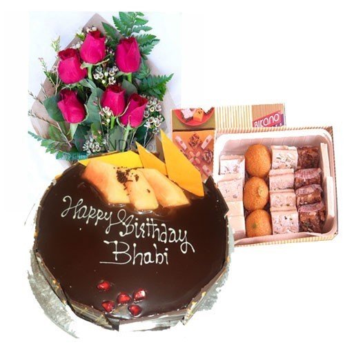 Five Star Cake, Mithai Box And Fresh Flower Bouquet - Flowers to Nepal - FTN