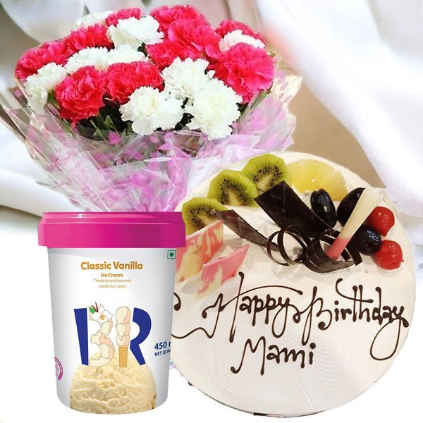 Flower Bouquet With Ice-Cream & Cake - Flowers to Nepal - FTN