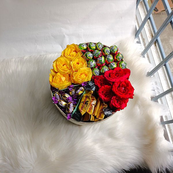 Flowers With Chocolates Arrangement Hamper - Flowers to Nepal - FTN