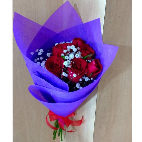 Fresh 6 Red Roses Bouquet - Flowers to Nepal - FTN