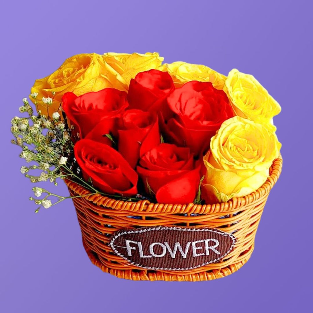 Fresh Blooming Roses Basket - Flowers to Nepal - FTN