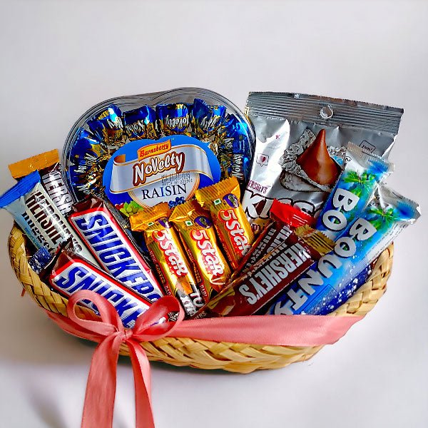 Full Of Chocolates Gift Hamper With Basket - Flowers to Nepal - FTN