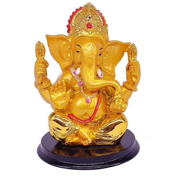 Golden Ganesha Decoration Piece - 5 Inches - Flowers to Nepal - FTN