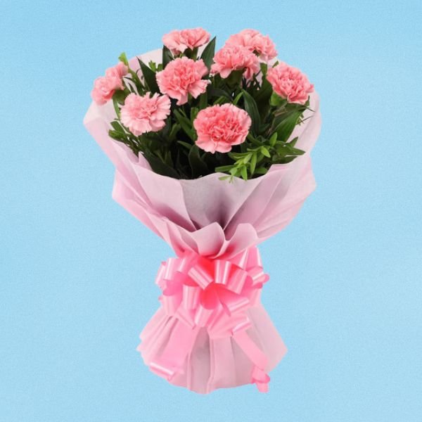 Half Dozen Pink Carnation Bliss Bouquet - Flowers to Nepal - FTN