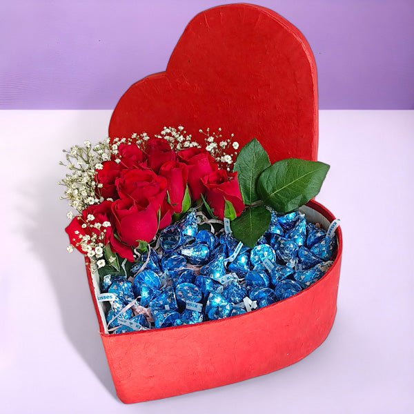 Hershey's Chocolate Assortment with Roses In Red Heart Box - Flowers to Nepal - FTN