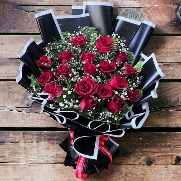 Impressive 18 Red Roses Bouquet - Flowers to Nepal - FTN