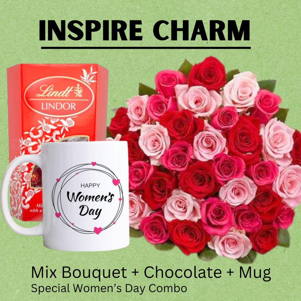Inspire Charm ( Women's Day Special Mug + Mix flowers + Chocolate ) - Flowers to Nepal - FTN