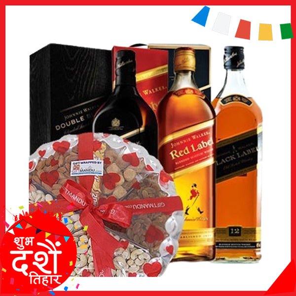 Johnnie Walker Collection Pack With Dry Nuts Tray - Flowers to Nepal - FTN