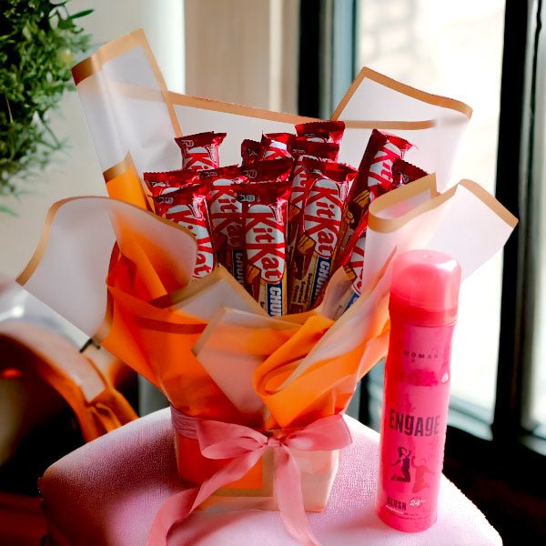 Kitkat Bouquet With Perfume For Her - Flowers to Nepal - FTN