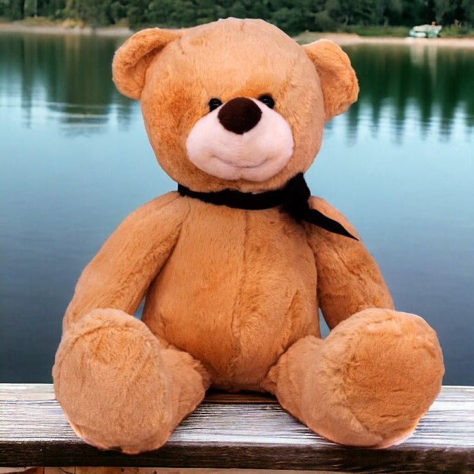 Light Brown Teddy Bear With Bow- 15'' - Flowers to Nepal - FTN