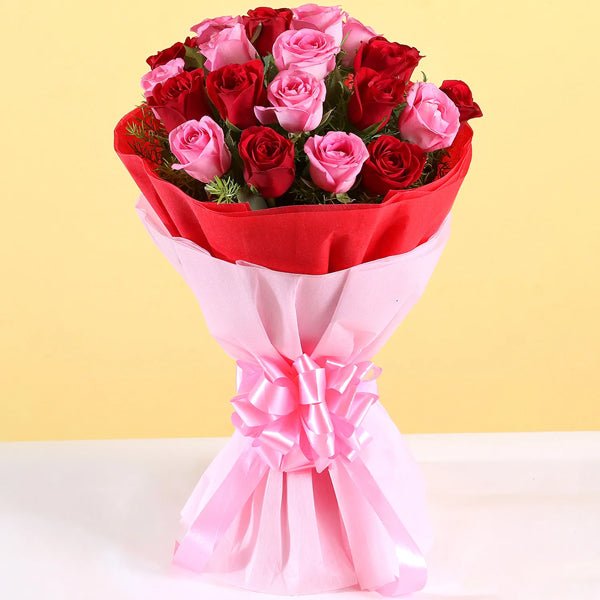 Lovely Reds Bouquet (12 Red And 12 Pink Roses) - Flowers to Nepal - FTN