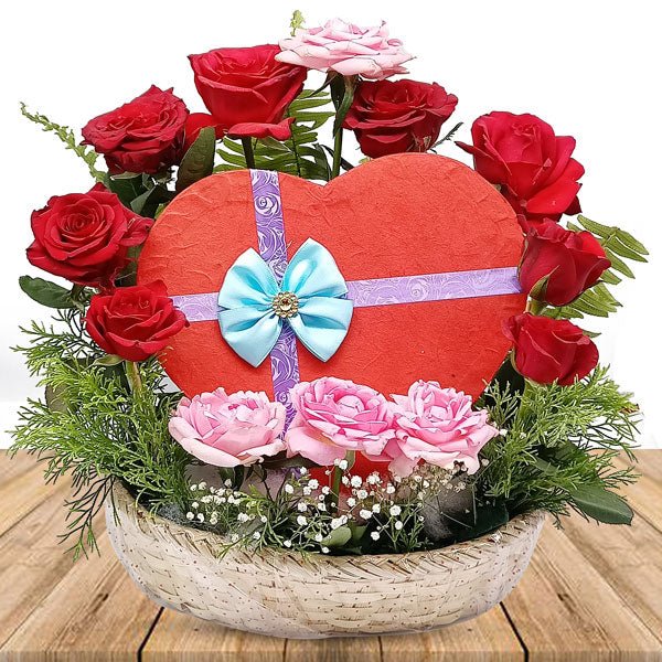 Loving Gesture Arranged In A Flower Basket - Flowers to Nepal - FTN