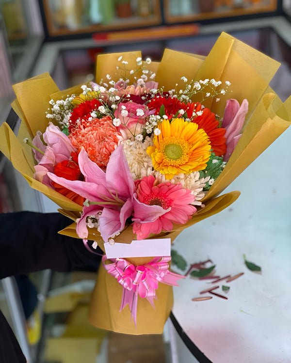 Mix Bouquet Of Carnation, Lily & Gerbera Flower - Flowers to Nepal - FTN