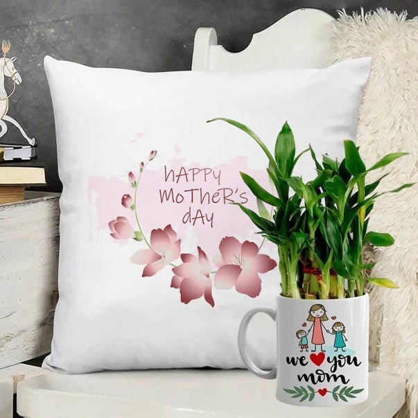 Mother's Day Special: Comfort Cushion & Bamboo Ceramic Mug Combo - Flowers to Nepal - FTN
