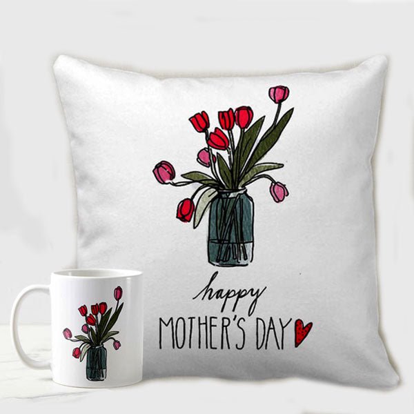 Mug and Cushion Set With 'Happy Mother's Day' Print - Flowers to Nepal - FTN
