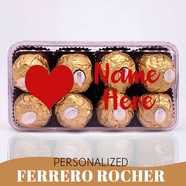 Name Print Ferrero Rocher Chocolate Box With Heart Printed Design - Flowers to Nepal - FTN