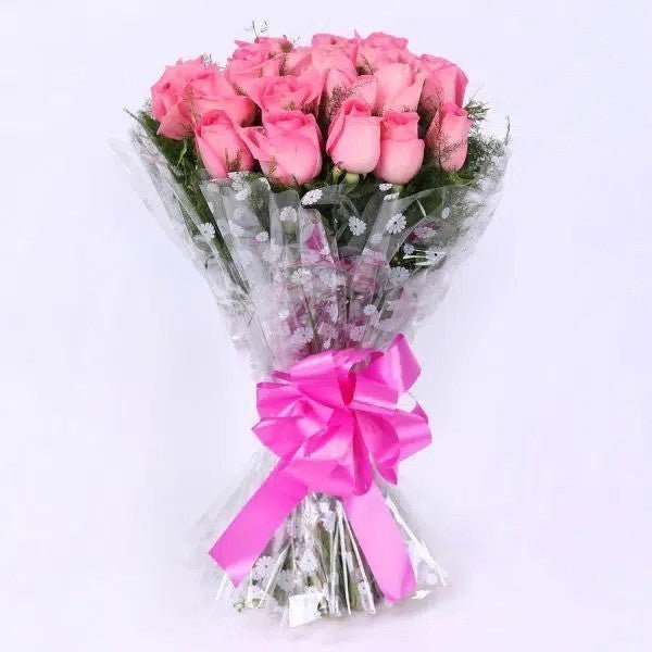 One Dozen Cute Pink Roses Bunch - Flowers to Nepal - FTN