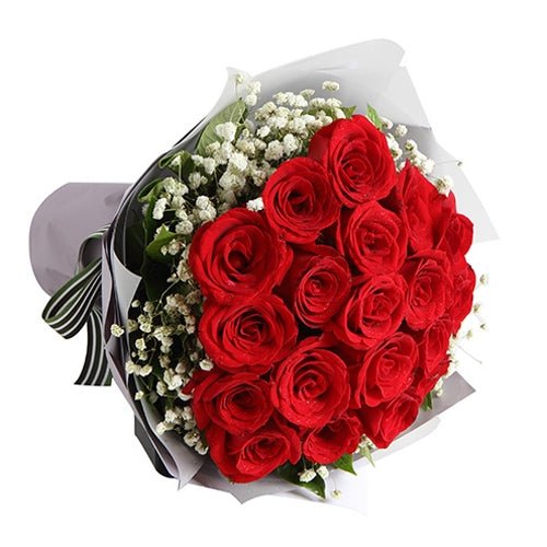 One Dozen Lovely Long Stem Valentine Red Roses - Flowers to Nepal - FTN