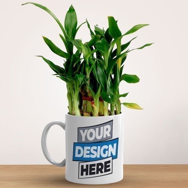 Personalised Ceramic Mug With Lucky Bamboo - Flowers to Nepal - FTN