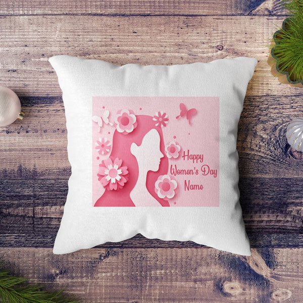Personalized Happy Women's Day Cushion Gift - Flowers to Nepal - FTN