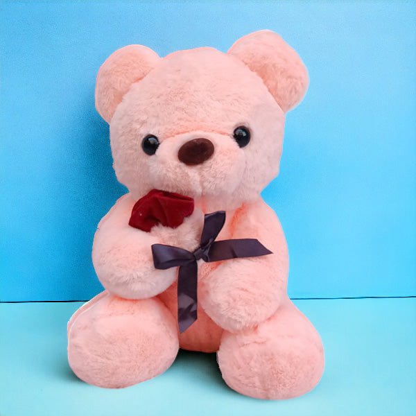 Pink 11" Rose Teddy Bear Lovely Gift - Flowers to Nepal - FTN