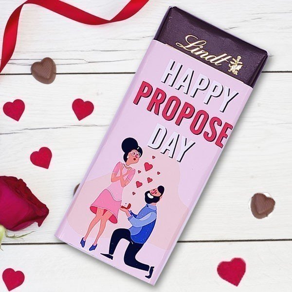 Propose Day' Printed Lindt Swiss Classic Chocolate 100g - Flowers to Nepal - FTN