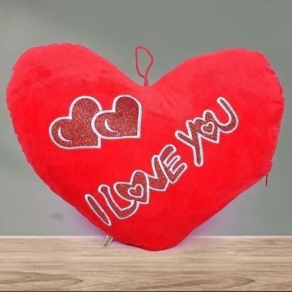 Red Heart-Shaped Cushion with 'I Love You' Print - Flowers to Nepal - FTN