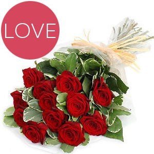Romantic 12 Red Roses Love Bunch - Flowers to Nepal - FTN