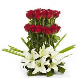 Roses Lilies Stand Up Bouquet Sameday Delivery in Nepal - Flowers to Nepal - FTN