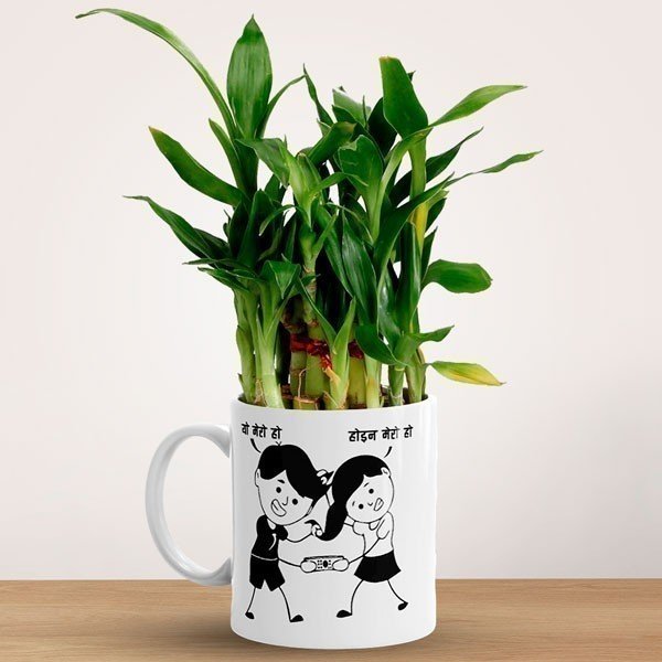 Sibiling Printed Mug With Bamboo Plant - Flowers to Nepal - FTN