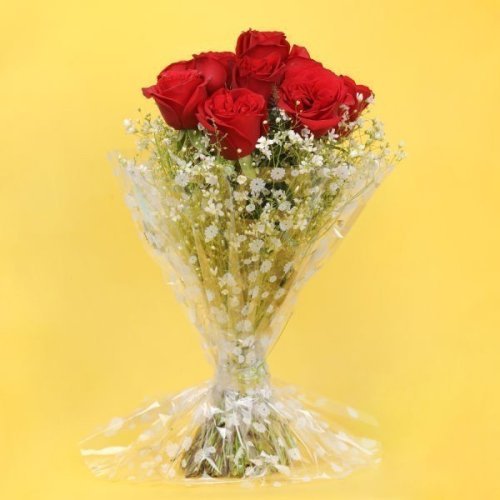 Simple Arrangement Half Dozen Red Roses Bunch - Flowers to Nepal - FTN