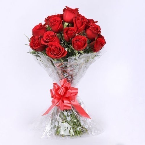 Simple Arrangement One Dozen Red Roses Bunch - Flowers to Nepal - FTN