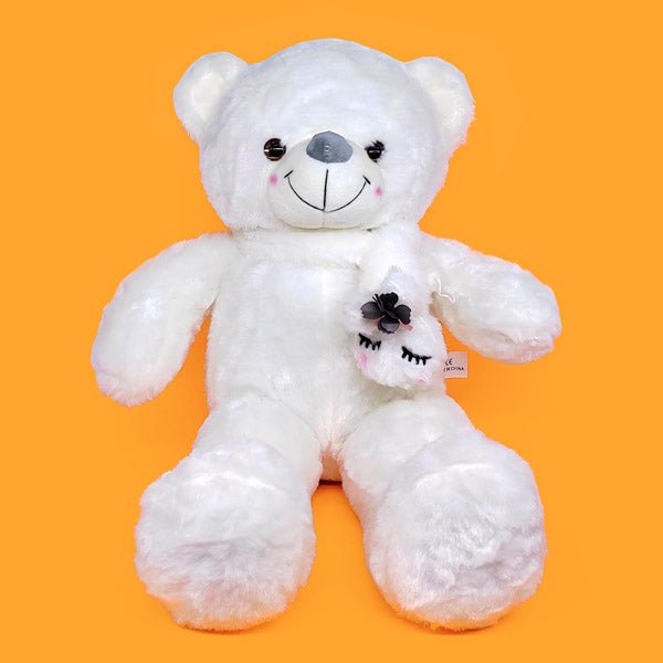 Smiley Cute White Scarf Teddy Bear 20" - Flowers to Nepal - FTN