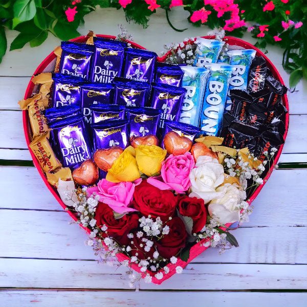 Stunning Roses With Chocolates Bouquet - Flowers to Nepal - FTN