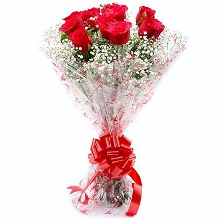 Ten Lovely Long Stem Red Roses Bunch - Flowers to Nepal - FTN