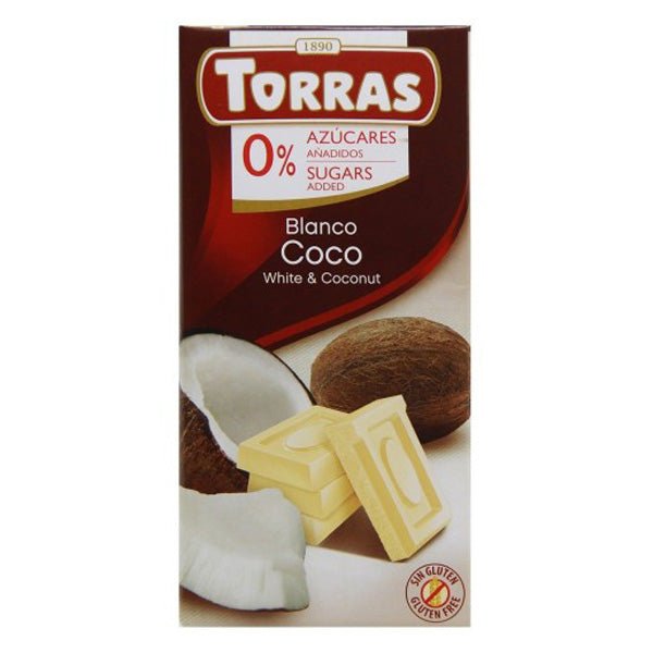 Torras 0% Sugar Blanco Coco White & Coconut Chocolate 75g - Flowers to Nepal - FTN