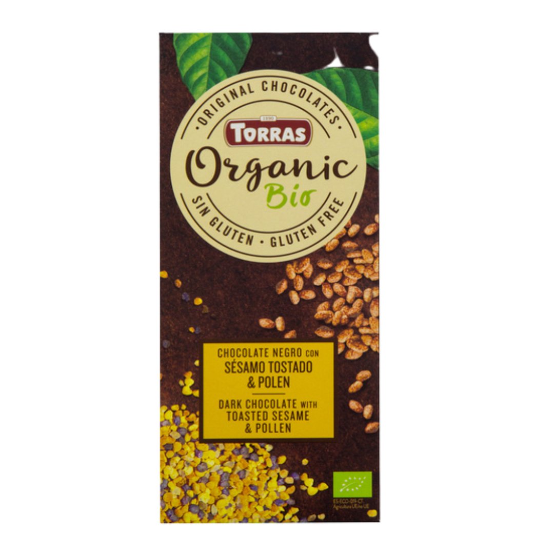 Torras Dark Chocolate Infused with Toasted Sesame Seeds and Pollen 100g - Flowers to Nepal - FTN