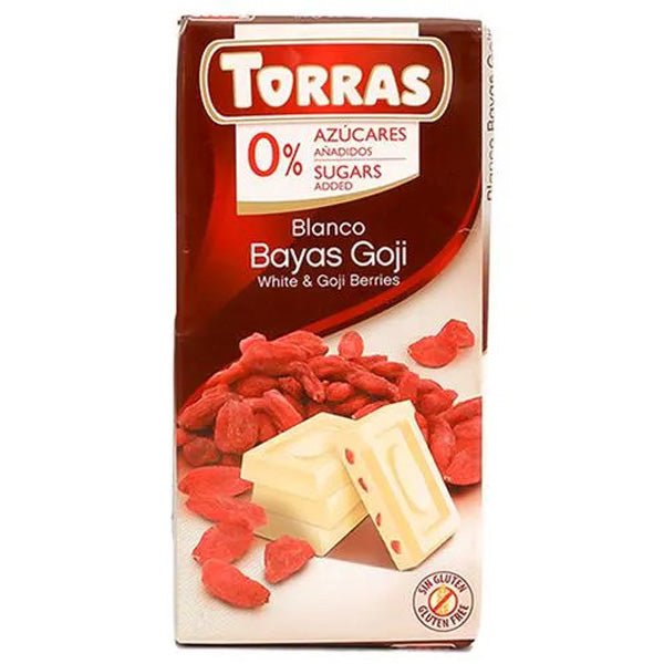 Torras Sugar-Free White Chocolate with Goji Berries - 75g - Flowers to Nepal - FTN