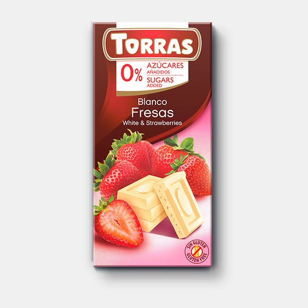 Torras Sugar-Free White Chocolate with Strawberries - 75g - Flowers to Nepal - FTN