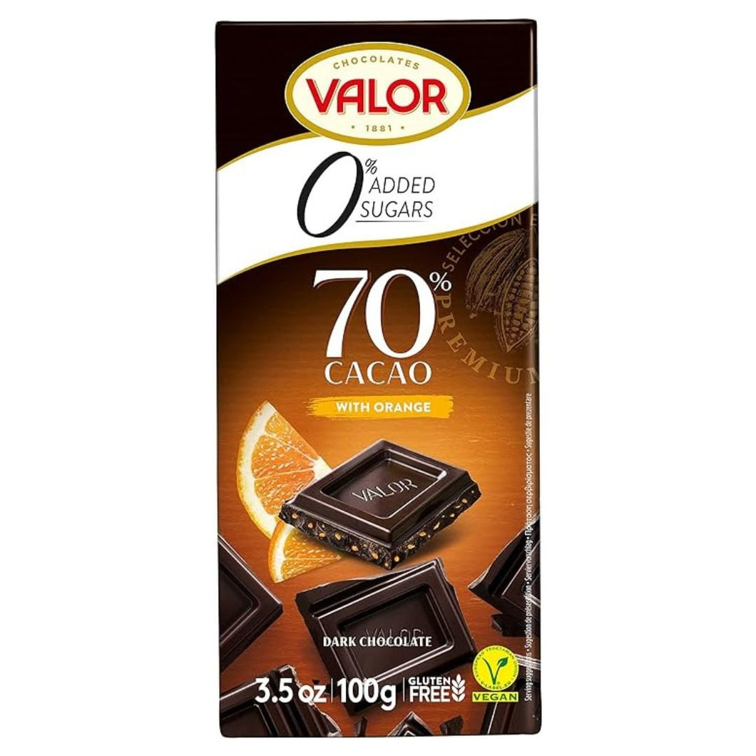 Valor 70% Cacao With Orange Chocolate Bar-100g (0% Added Sugar) - Flowers to Nepal - FTN
