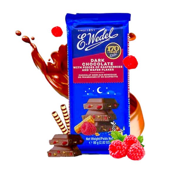 Wedel Dark Chocolate With Pieces Of Raspberries & Wafer Flakes - 80g - Flowers to Nepal - FTN